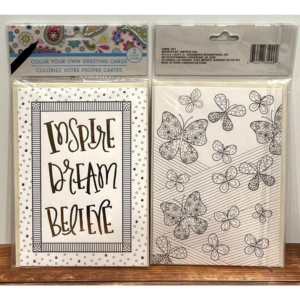 Color Your Own Greeting Cards Set by Greenbriar Inspire Dream Believe 248599